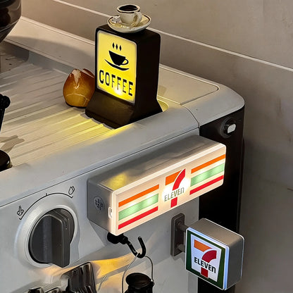 Mini Mart Store Sign Light-Up Fridge Magnet | Square Classic Style / Rectangle Storefront Style | Magnetic Display Deco