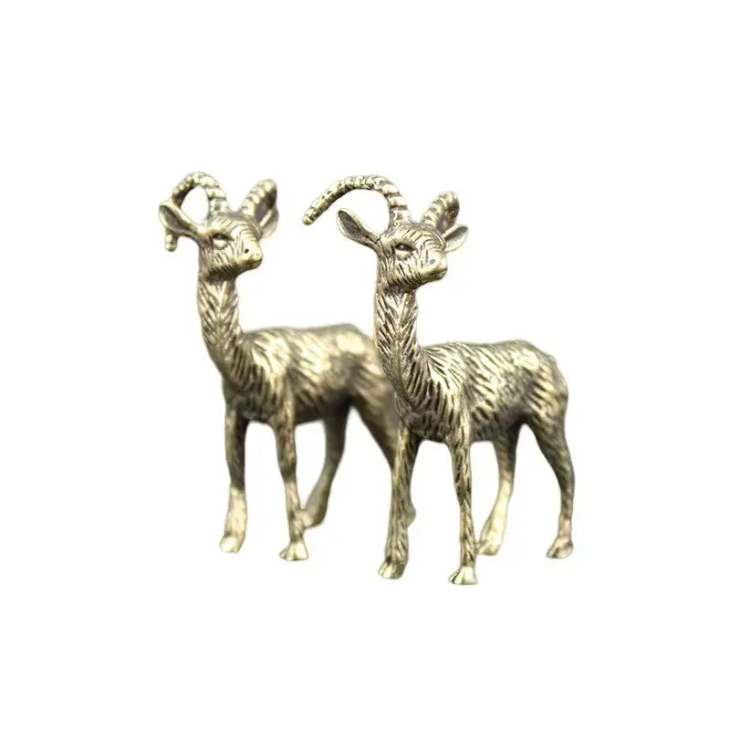 Antelope Brass Figurine Desktop Decoration, Holiday Gift Home Bookshelf Ornament, Small Statue for Tabletop Display, Office Home Decor, Decorative Figurine
