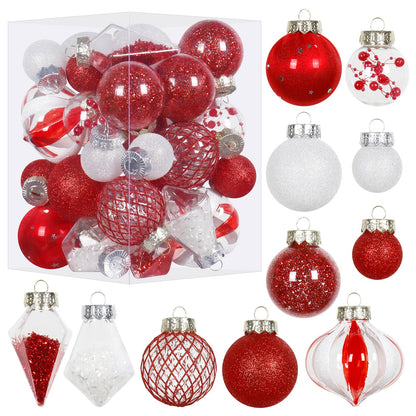 34PCS Champagne/White Christmas Ball Ornaments Set for Tree Decor