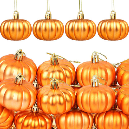 12 Pcs Pumpkin Hanging Ornaments Fall Mini Pumpkin Ball for Tree Thanksgiving Orange Pumpkin Hanging Decorations for Fall Thanksgiving Christmas Harvest Party Tree Home Decor