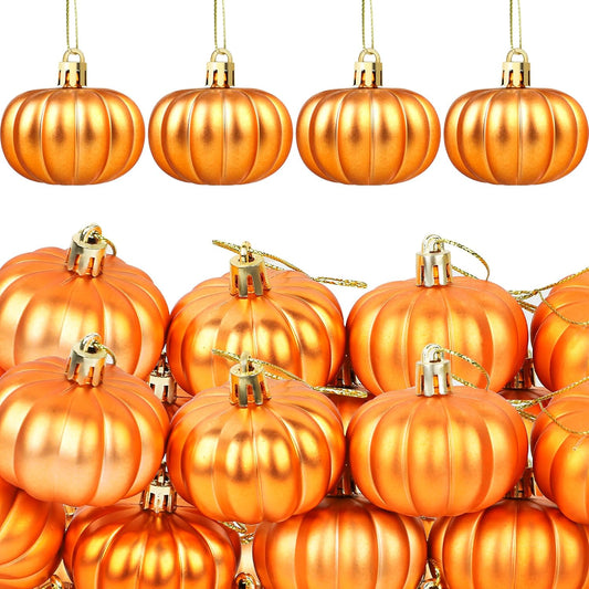 12 Pcs Pumpkin Hanging Ornaments Fall Mini Pumpkin Ball for Tree Thanksgiving Orange Pumpkin Hanging Decorations for Fall Thanksgiving Christmas Harvest Party Tree Home Decor
