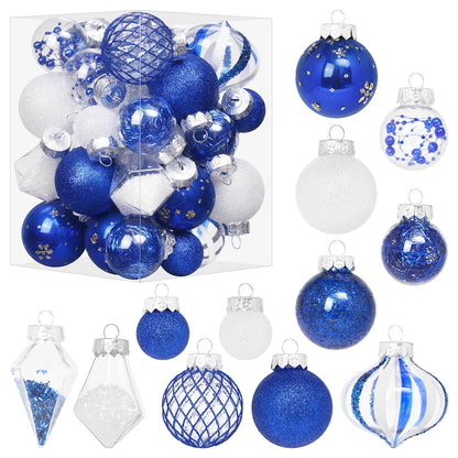 34PCS Champagne/White Christmas Ball Ornaments Set for Tree Decor
