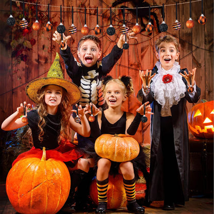 Honoson 24 Pcs Halloween Mini Ball Ornaments for Tree 1.2" Hanging Decor
