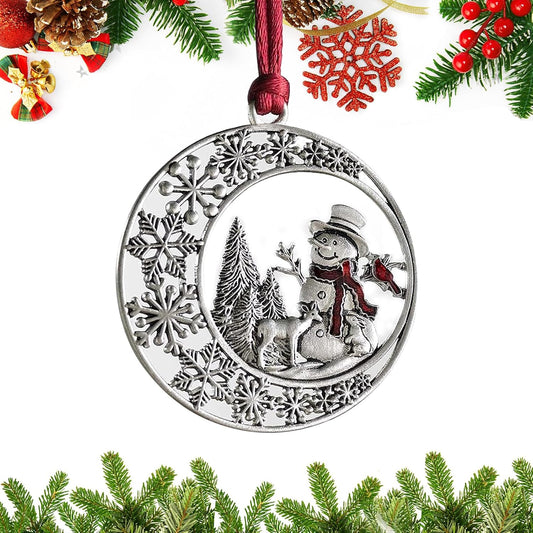 Christmas Ornaments, 2026 Solid Pewter Christmas Tree Ornament Handcrafted Metal DIY Hanging Craft Collectibles for Xmas Trees Home Party Party Gifts (Snowman)