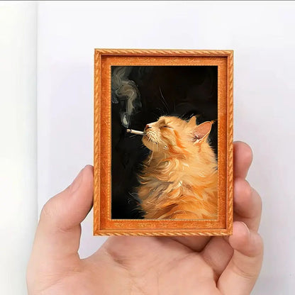 Funny Smoking Cat Frame Magnet, Cool Cat Magnetic Sticker, Fun Kitchen Decor, Exclusive Gift for Cat Lovers, Unique Wall Art, Refrigerator Magnets, Animal Magnets, Fridge Magnets Cute, Magnetic Item, Refrigerator Decorating Magnets, Decoration