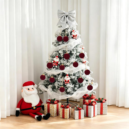 30Pcs Burgundy Velvet Christmas Ball Ornaments for Xmas Tree Decorations