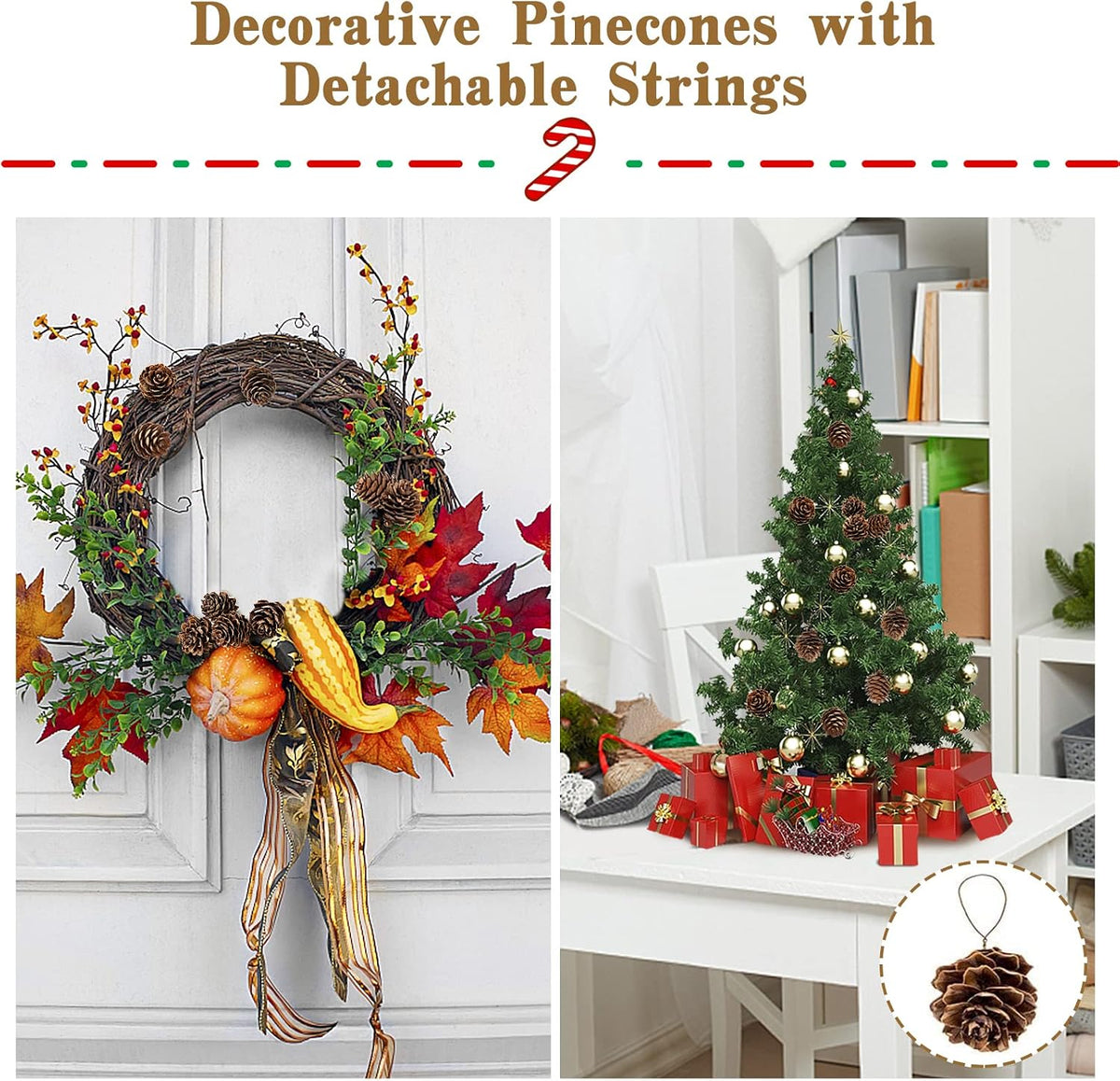 Apipi 1" Natural Mini Pine Cones Fall Decor Christmas Ornaments, 40 Pcs