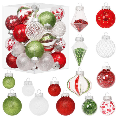 34PCS Champagne/White Christmas Ball Ornaments Set for Tree Decor