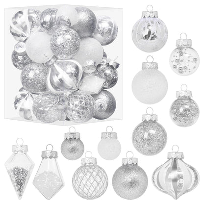 34PCS Champagne/White Christmas Ball Ornaments Set for Tree Decor