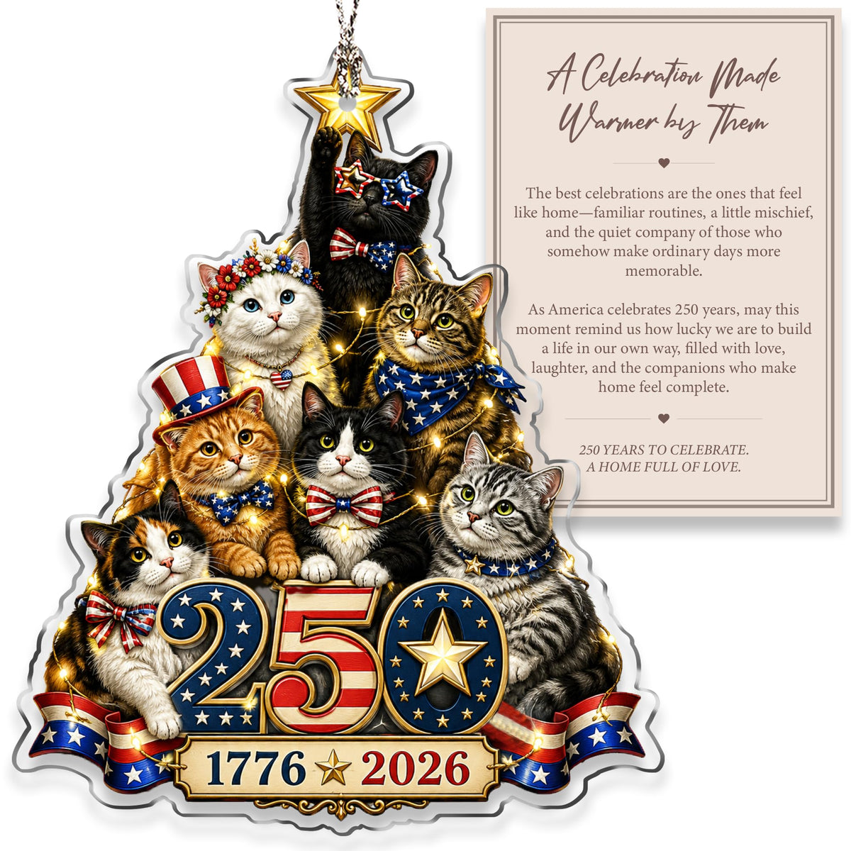Christmas Decorations - Christmas Ornaments - 250 Anniversary USA Merchandise - Christmas Ornament 2026 - Stocking Stuffers - Gifts for Family Coworker car Hanging Accessories