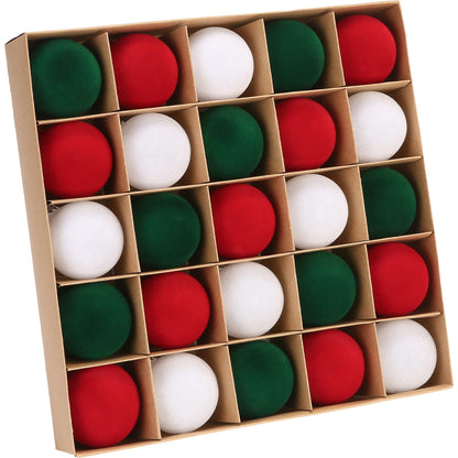 Sea Team 25-Pack Flocked Velvet Christmas Ball Ornaments, Prairie Fall