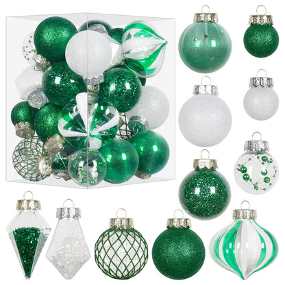 34PCS Champagne/White Christmas Ball Ornaments Set for Tree Decor