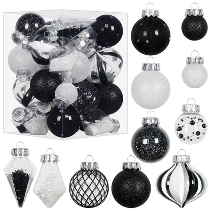 34PCS Champagne/White Christmas Ball Ornaments Set for Tree Decor