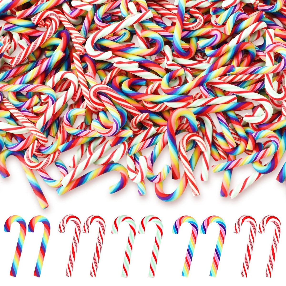 80Pcs Fake Mini Candy Canes for Christmas Crafts