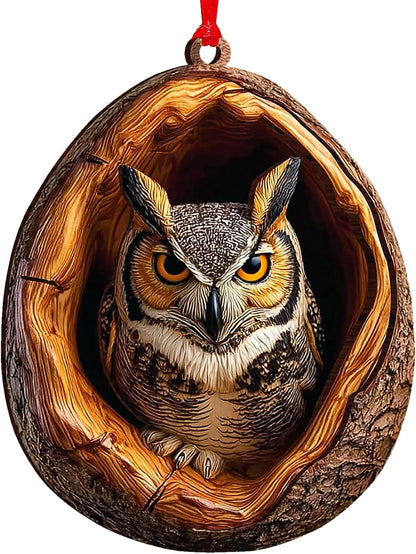 Owl Christmas Ornaments 2026, 3D Resin Woodland Animal Ornament, Owl Gifts