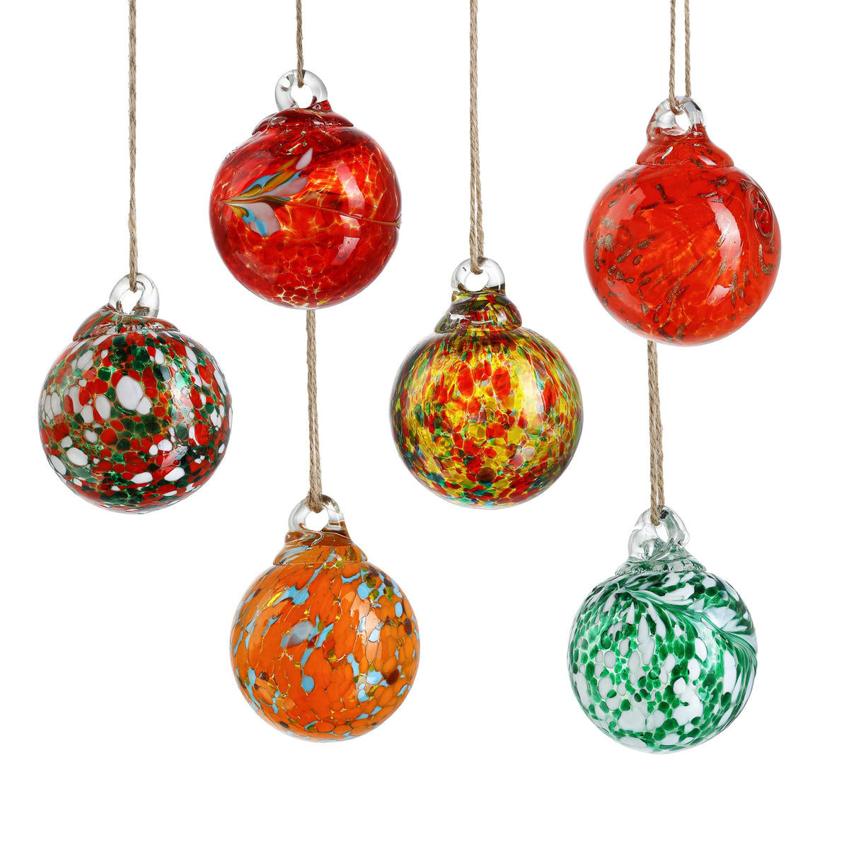 6Pcs Hand-Blown Glass Ornament Balls 2.3'' Hanging Witches Ball Gazing Ball