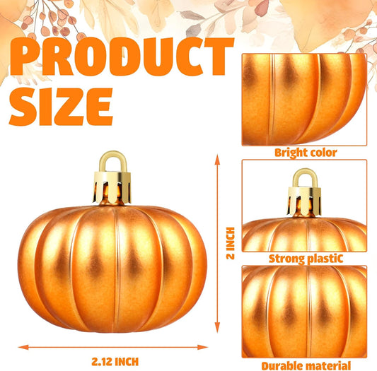 12 Pcs Pumpkin Hanging Ornaments Fall Mini Pumpkin Ball for Tree Thanksgiving Orange Pumpkin Hanging Decorations for Fall Thanksgiving Christmas Harvest Party Tree Home Decor