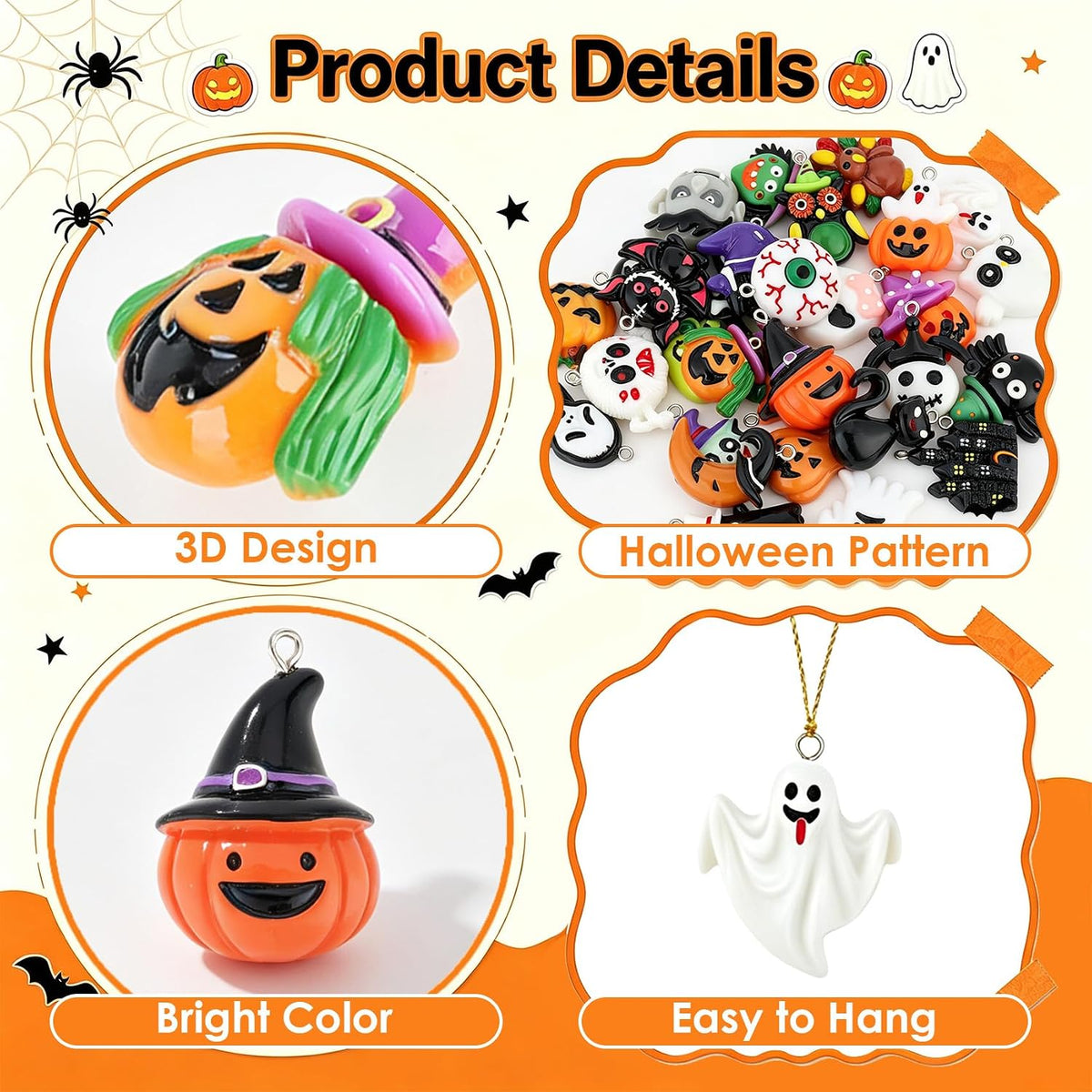 Halloween Ornaments, 30 Pcs Mini Halloween Resin Ornaments for Tree Decor