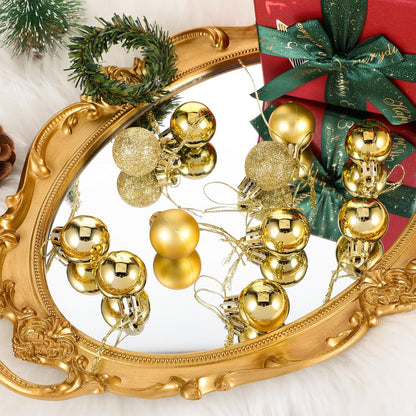 24 Pieces Mini Christmas Balls - Xmas Tree Ornaments and Decorations Pendant for Holiday Party Decor - 3cm/1.1'' (Gold)