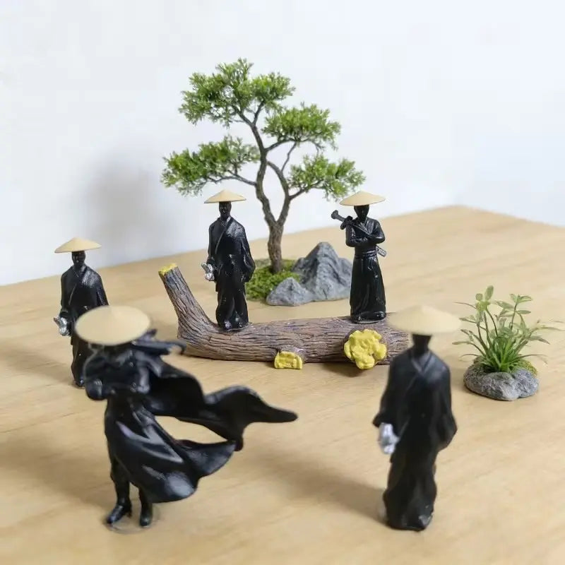 Mini Samurai Statue, Ronin Warrior Miniature, Japanese Samurai Figurine, Figurines Decor, Bonsai Micro Landscape Decor, Car Ornament, Shelf Display, Desk Decoration, Resin Figure, Resin Figurine Statue