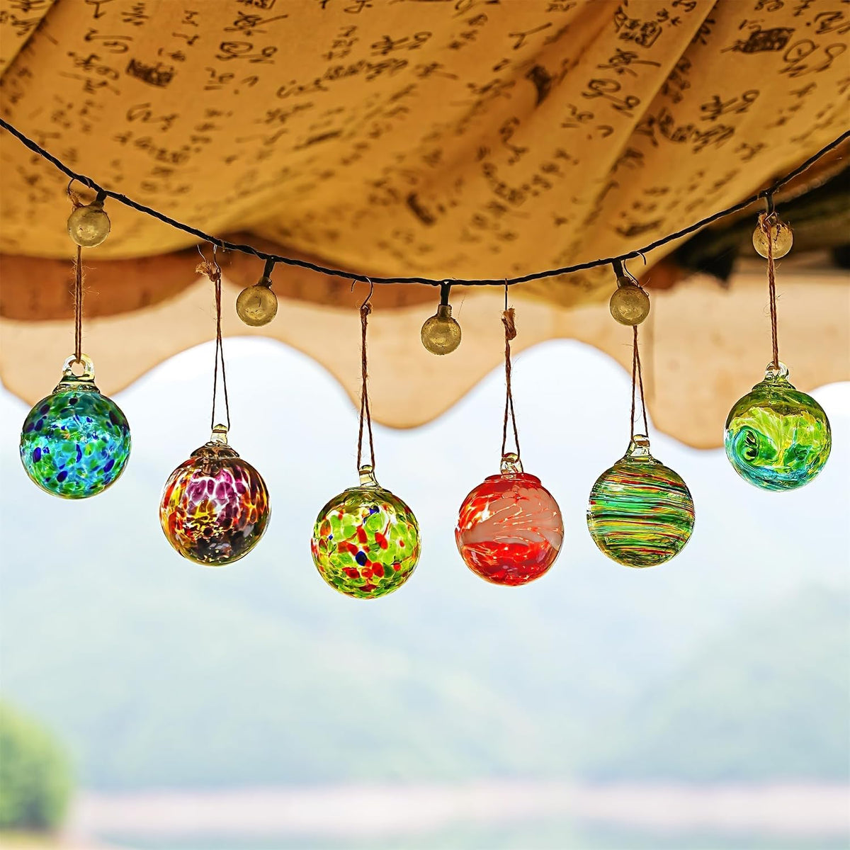 6Pcs Hand-Blown Glass Ornament Balls 2.3'' Hanging Witches Ball Gazing Ball