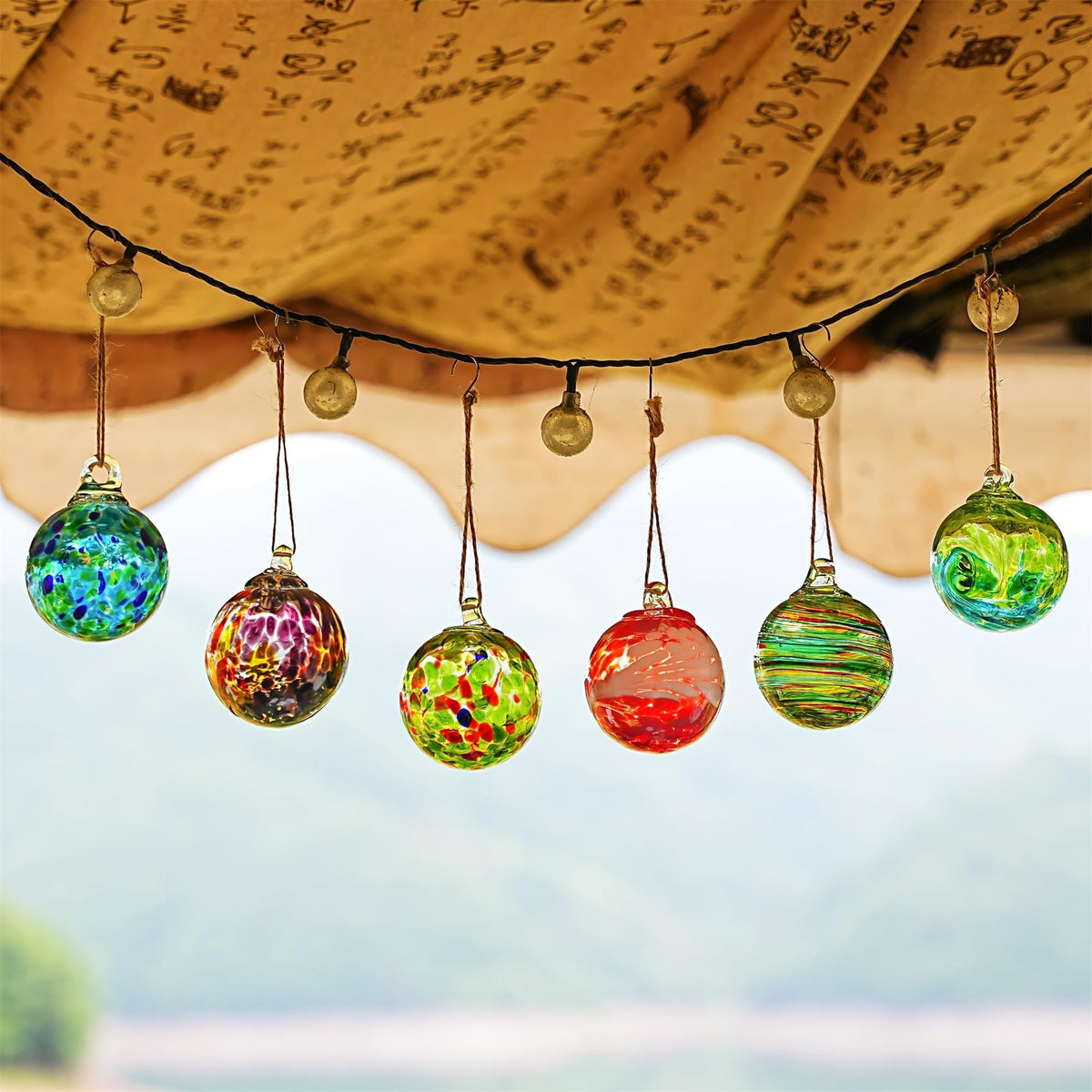 6Pcs Hand-Blown Glass Ornament Balls 2.3'' Hanging Witches Ball Gazing Ball