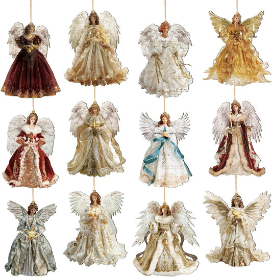Syhood 12 Pcs Angel Christmas Ornaments Xmas Tree Decor, Vintage Angels