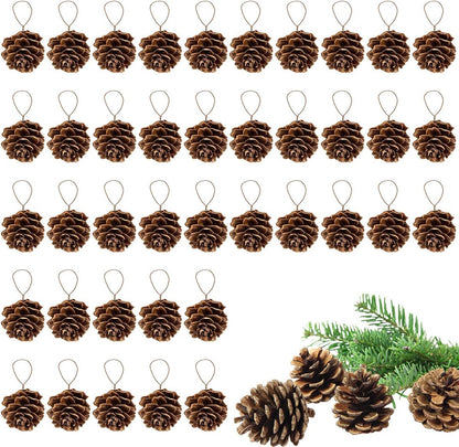 Apipi 1" Natural Mini Pine Cones Fall Decor Christmas Ornaments, 40 Pcs