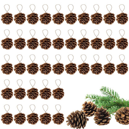 Apipi 1" Natural Mini Pine Cones Fall Decor Christmas Ornaments, 40 Pcs