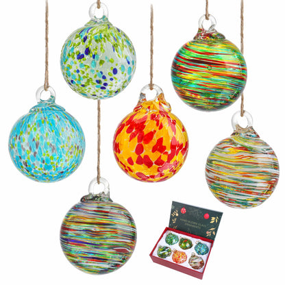 6Pcs Hand-Blown Glass Ornament Balls 2.3'' Hanging Witches Ball Gazing Ball