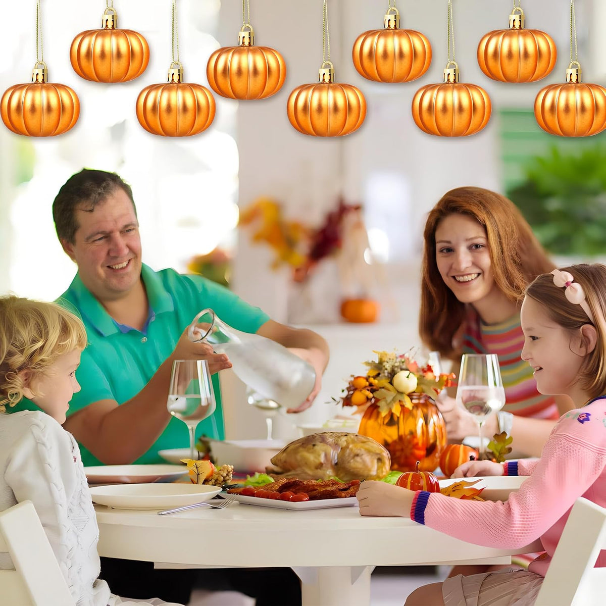 12 Pcs Pumpkin Hanging Ornaments Fall Mini Pumpkin Ball for Tree Thanksgiving Orange Pumpkin Hanging Decorations for Fall Thanksgiving Christmas Harvest Party Tree Home Decor