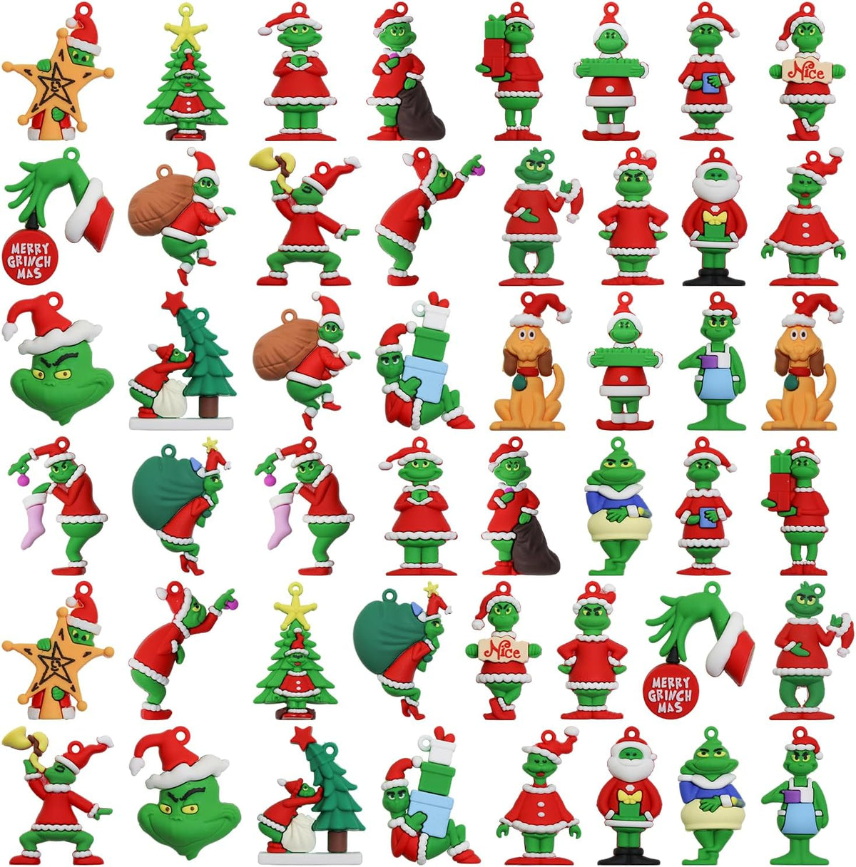 48Pcs Mini Christmas Collectible Dolls Figurines,Christmas Tree Hanging Ornament Gifts for Xmas Goodie Bag Stuffers Winter New Year Holiday Party Favors Decorations