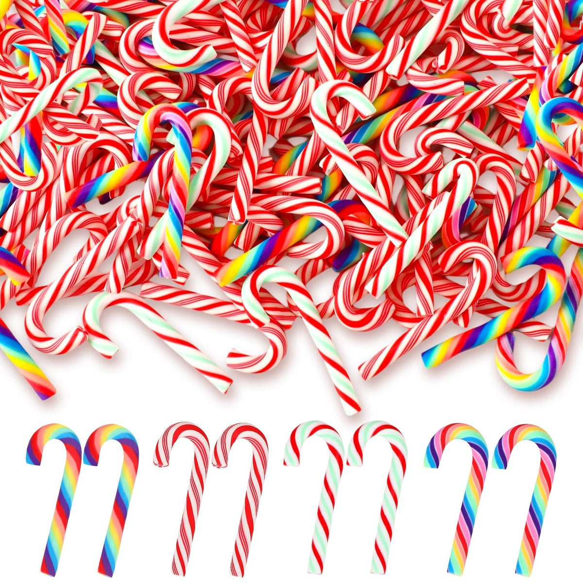 80Pcs Fake Mini Candy Canes for Christmas Crafts