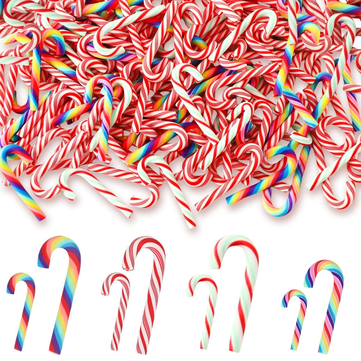 80Pcs Fake Mini Candy Canes for Christmas Crafts