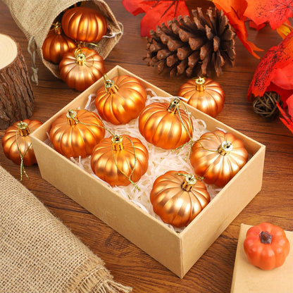 12 Pcs Pumpkin Hanging Ornaments Fall Mini Pumpkin Ball for Tree Thanksgiving Orange Pumpkin Hanging Decorations for Fall Thanksgiving Christmas Harvest Party Tree Home Decor