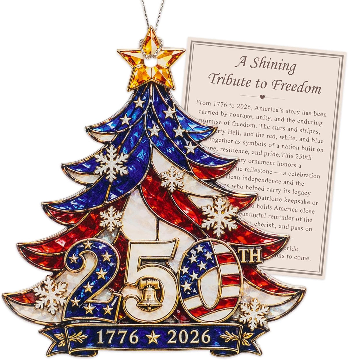 Christmas Decorations - Christmas Ornaments - 250 Anniversary USA Merchandise - Christmas Ornament 2026 - Stocking Stuffers - Gifts for Family Coworker car Hanging Accessories