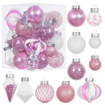 34PCS Champagne/White Christmas Ball Ornaments Set for Tree Decor