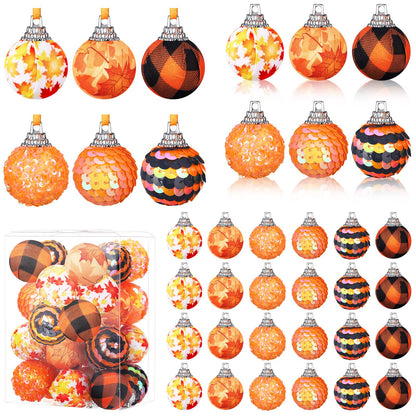Honoson 24 Pcs Halloween Mini Ball Ornaments for Tree 1.2" Hanging Decor