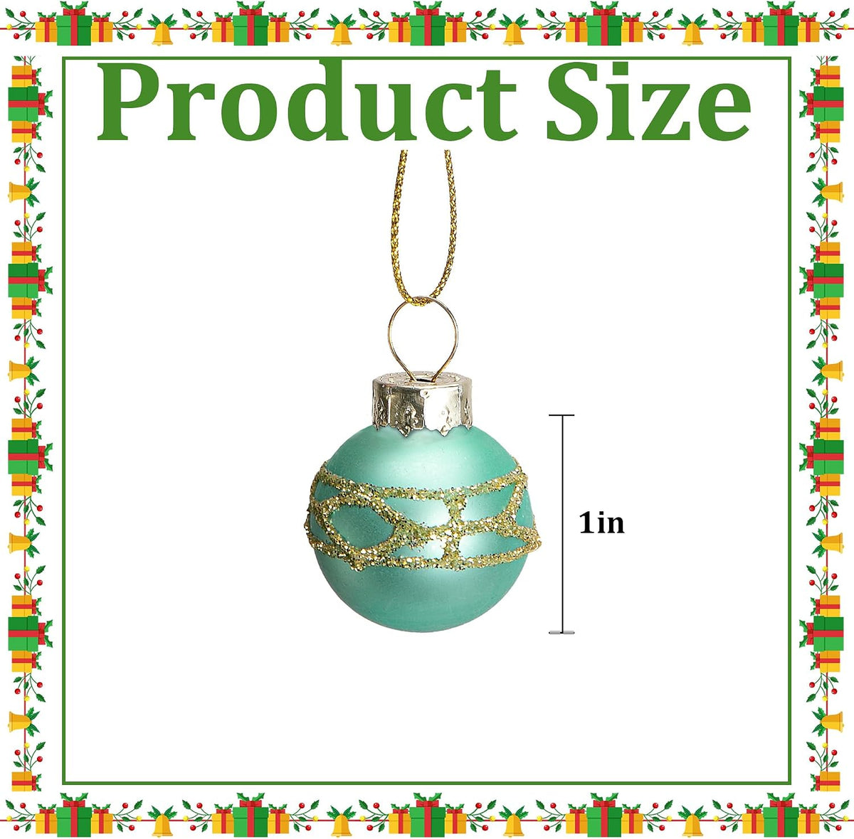 24 Pcs Christmas Mini Glass Ball Ornaments, Mini Glitter Xmas Hanging Balls