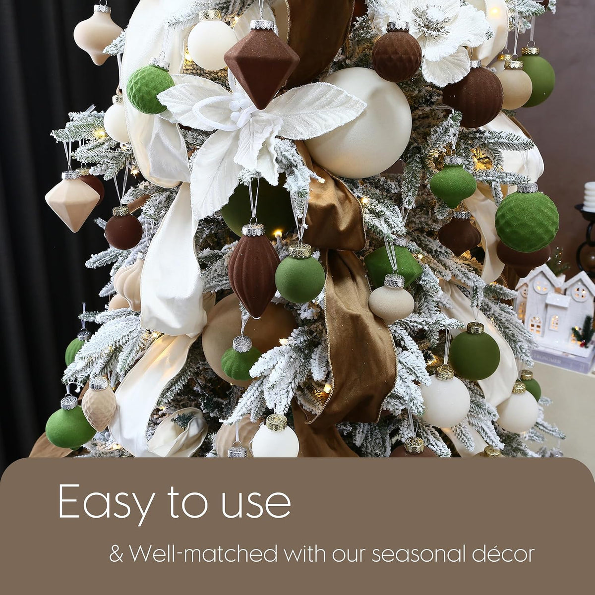 Sea Team 25-Pack Flocked Velvet Christmas Ball Ornaments, Prairie Fall