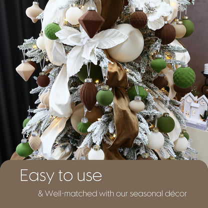 Sea Team 25-Pack Flocked Velvet Christmas Ball Ornaments, Prairie Fall