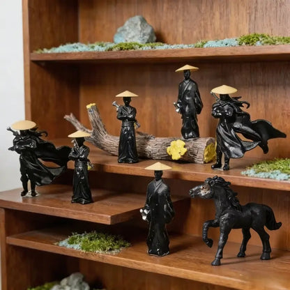 Mini Samurai Statue, Ronin Warrior Miniature, Japanese Samurai Figurine, Figurines Decor, Bonsai Micro Landscape Decor, Car Ornament, Shelf Display, Desk Decoration, Resin Figure, Resin Figurine Statue