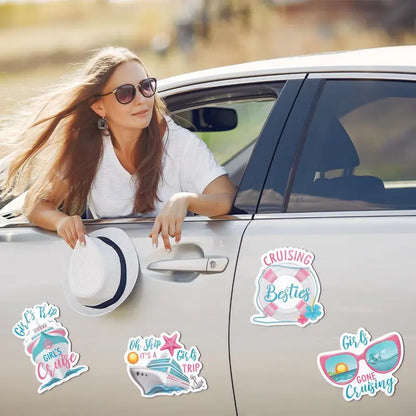 Cruise Door Magnets 4PCS Girls Trip Magnetic Decals, MultiScene for Ship Cabin Car Refrigerator Decorating Magnets Home Kitchen Fridge Magnets