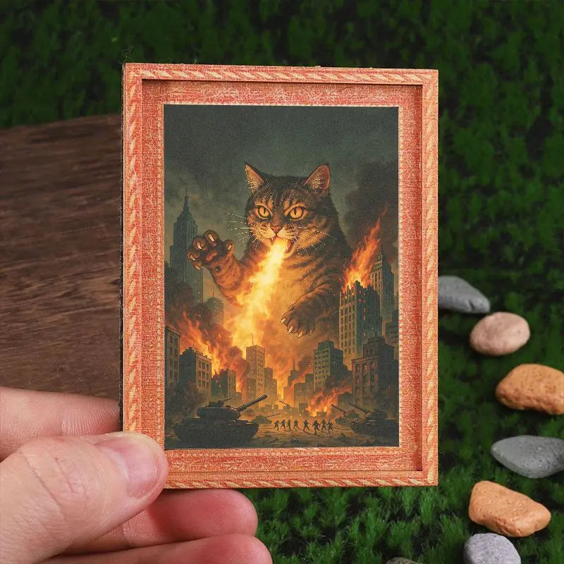Funny Refrigerator Magnet, Higher End Fridge Magnets, Small Decorative Art, Giant Cat Breathing Fire, Home Decoration, Creative Fridge Magnet, Refrigerator Decorating Magnet, Magnets For Fridge, Great Holiday Gift
