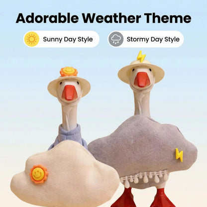 7-Inch Bolt-Accented Lightweight Decorative Desk Goose Costume Set for Magnetic Goose Statue - 2 Weather Themes (Rainy, Sunny with Cloud Hat), Moodmatch Decor, Swap Sun/Storm Outfits, All Ages Ideal Gift, DIY Specialty Supplies,sohochic