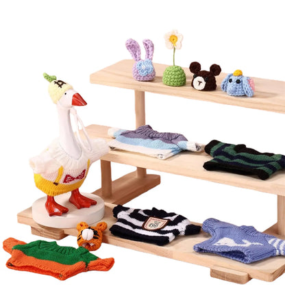 6-Set Soft Cloth Mini Cute Polyester Desk Knitting Outfits - Decorative Beanie & Wardrobe Collection for 7-in Figurine, Collectible Home Decor Ornaments, Tabletop Size DIY Supplies, Goose-Themed Home Office Gift, Sohochic
