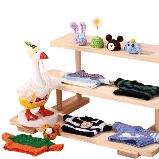6-Set Soft Cloth Mini Cute Polyester Desk Knitting Outfits - Decorative Beanie & Wardrobe Collection for 7-in Figurine, Collectible Home Decor Ornaments, Tabletop Size DIY Supplies, Goose-Themed Home Office Gift, Sohochic
