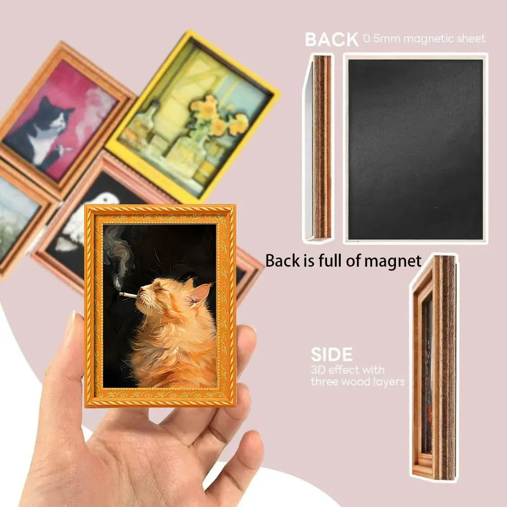 Funny Smoking Cat Frame Magnet, Cool Cat Magnetic Sticker, Fun Kitchen Decor, Exclusive Gift for Cat Lovers, Unique Wall Art, Refrigerator Magnets, Animal Magnets, Fridge Magnets Cute, Magnetic Item, Refrigerator Decorating Magnets, Decoration