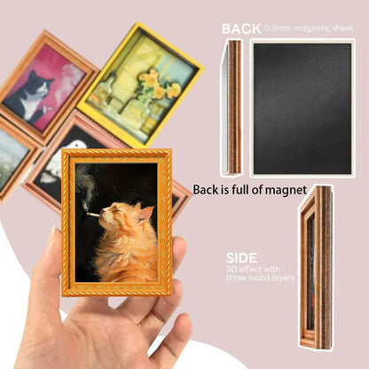 Funny Smoking Cat Frame Magnet, Cool Cat Magnetic Sticker, Fun Kitchen Decor, Exclusive Gift for Cat Lovers, Unique Wall Art, Refrigerator Magnets, Animal Magnets, Fridge Magnets Cute, Magnetic Item, Refrigerator Decorating Magnets, Decoration