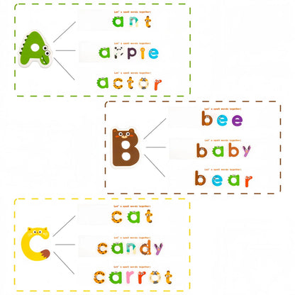 78pcs Animal Theme Magnetic Fridge Magnets Learning Toy, Alphabet Educational Early Education Tool, Early Learning Word Coordination Cognitive
